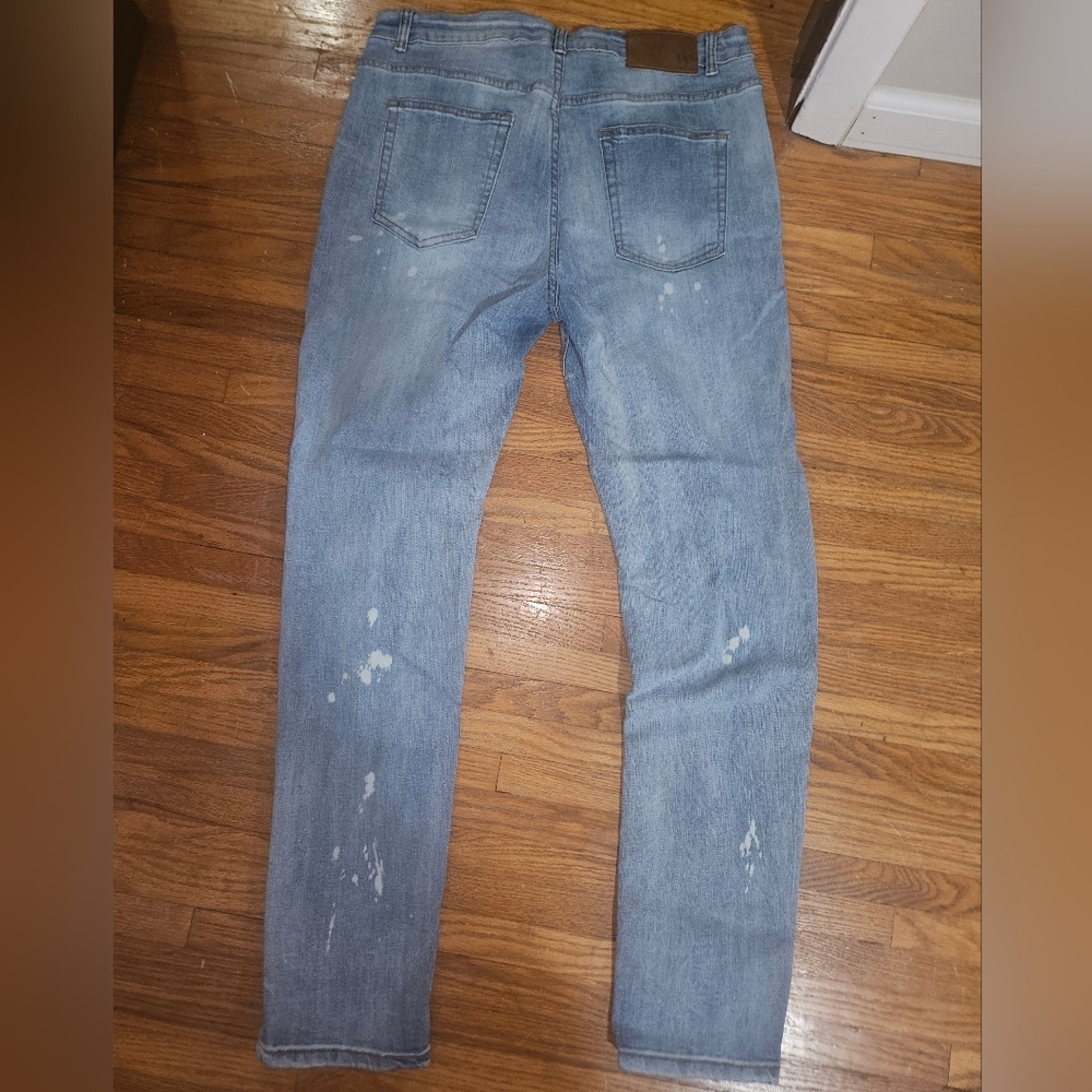 Waimea Skinny Fit Denim Jeans 👖 size 36x32 stretchy light blue distressed - Picture 4 of 9